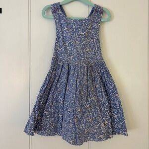 Blue Floral Cross Back Kids Dress